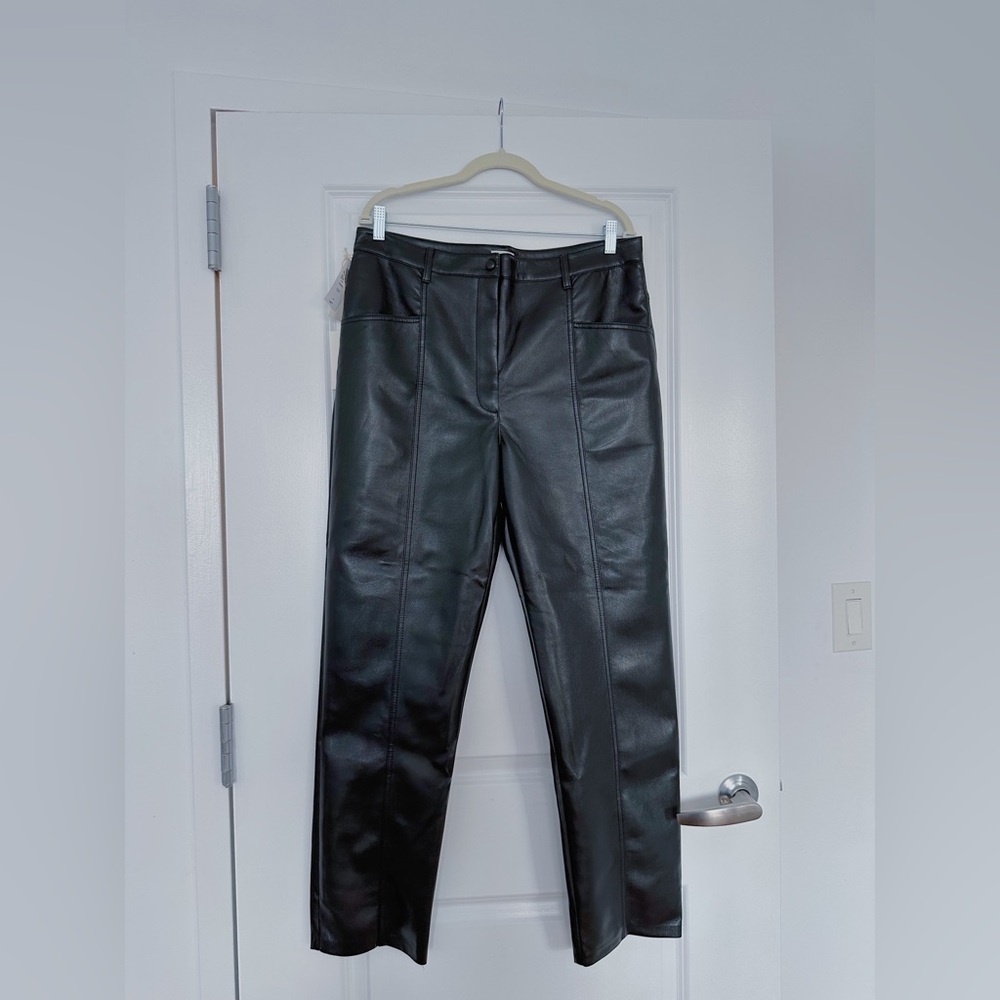 Aritzia High Waist Black Leather Pants